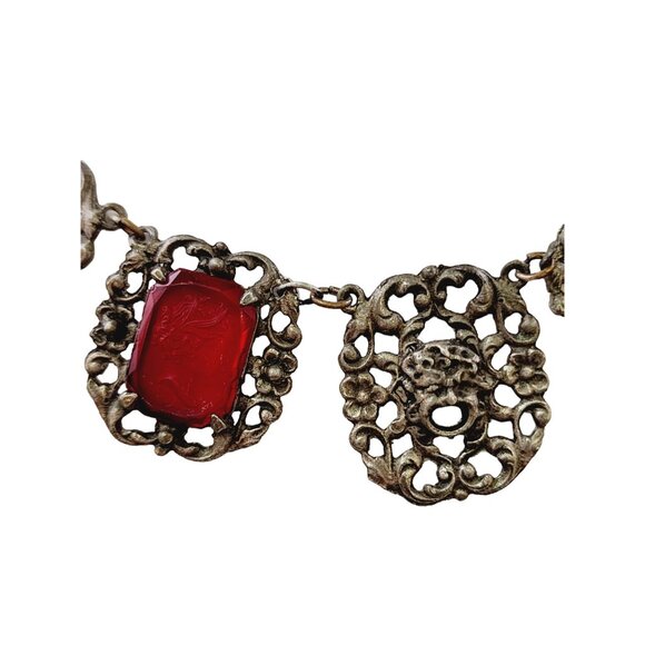 Vintage Rare Intaglio Glass Lady & Face Necklace (A4512) - Picture 4 of 7